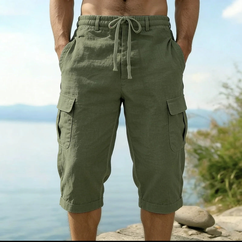 Men Summer Cotton Linen Shorts Retro Multi Pocket Loose | SAMAG