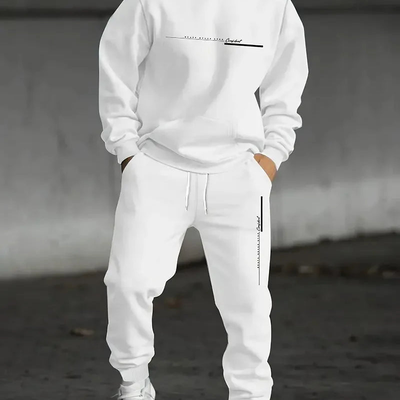 The new men's set for Spring and Autumn features a casual fashionable soft and comfortable 3D letter pattern - View 6 | SAMAG