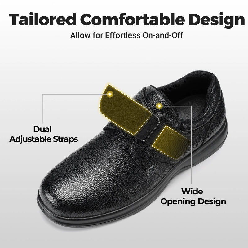Fittington Extra Wide Toe Men's Dress Shoes Comfort Causal formal Business Wedding Shoes for Men Easy to Wear Arch Support