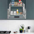 Dark Grey 2-Tier Pull-Down Dish Rack Space-Saving Cabinet Pull-Down Shelf 56.2x28x56cm/22.13x11.02x22.05in Kitchen Storage Organizer