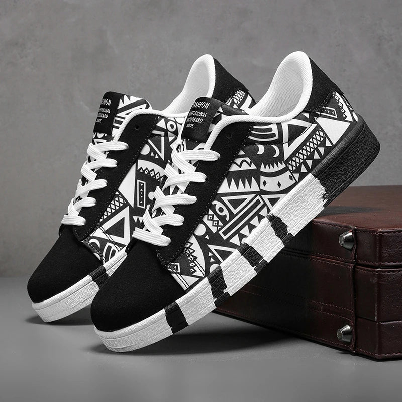 Summer Trendy Men's New Board Shoes Outdoor Non Slip Walking Men Sporty Shoe Canvas Pattern Casual Sneakers Male Zapatos