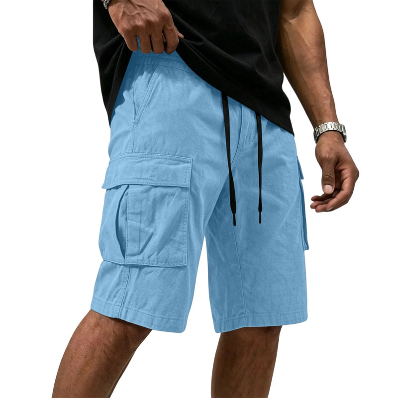 Men Multi-color Cargo Shorts Summer Loose Drawstring | SAMAG
