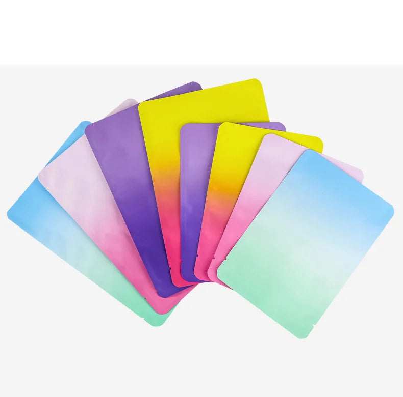 100PCS Aluminum Foil Open Top Heat Sealed Bag, Food Grade Gradient Color Storage Bag, Batch Small Packaging Bag, Customizable Lo