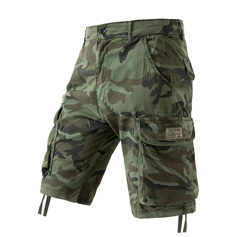 Men's Camo Cargo Shorts Outdoor Multi-Pocket Cotton | SAMAG