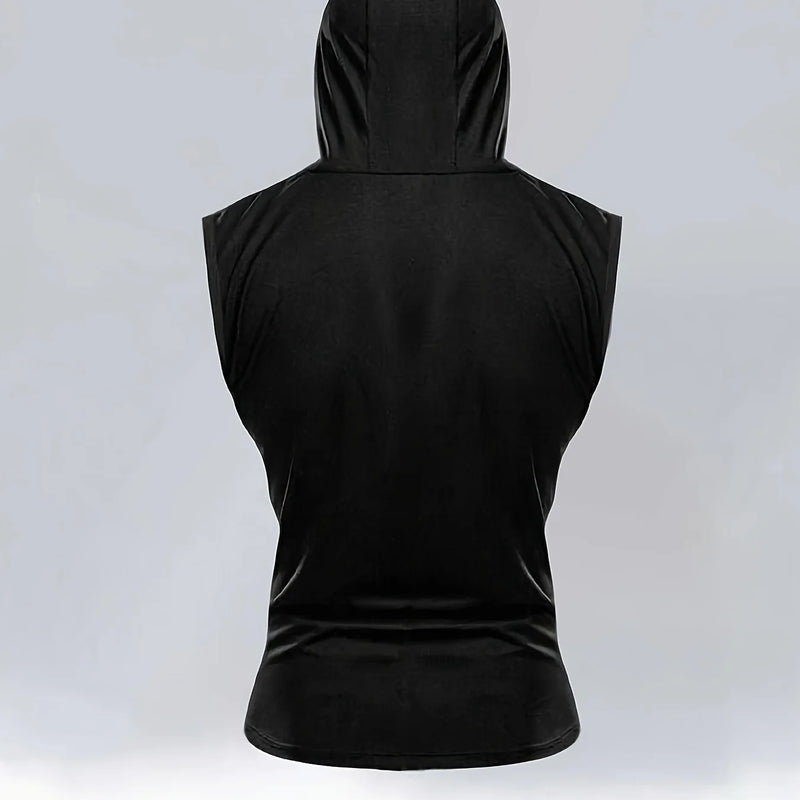 Men's Breathable Hooded Sleeveless Tank Top Casual Sports Vest Quick Dry Machine Washable Multi-Color All-Season 1 Piece
