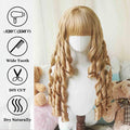 Synthetic Long Curly Wavy Lolita Wig with Bangs Wig Girl Cute Ombre Pink Blonde Black Cosplay Party Halloween Harajuku Wig