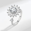 VENTFILLE 925 Sterling Silver Sunflower Diamond Zircon Rotatable Ring For Women Gift Relieve Stress Ring Jewelry Wholesale