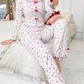 Autumn Winter Sleepwear for Women Two-piece Pajamas Set Heart-shaped Printed Long-sleeved Shirts and Long Pants Homewear