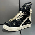 Ro Luxury Men Ankle Boot Black Horsehair Boots Women Sneaker Horse Hair High Top Shoe  Casual Shoes Zipper Sneakers