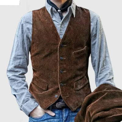 Men's Vintage Vests British Style Corduroy Casual Coats | SAMAG