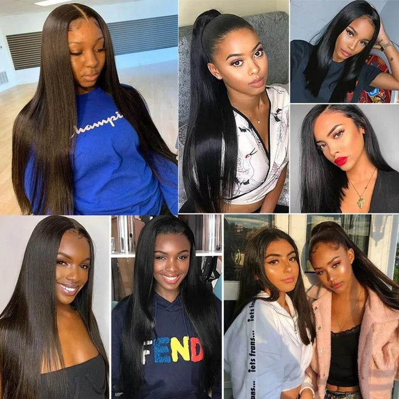 16A Straight Bundles Human Hair 16 18 20 22 Inch Unprocessed Brazilian Virgin Hair Straight Weave Bundle Human Hair Bundles Real Natural Black Human Hair Extensions Bone Straight Human Hair Bundles Double Weft Raw Human Hair