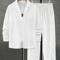 Men's Lapel Wave-Pattern Texture Long-Sleeve Shirt | SAMAG