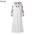 ZANZEA Muslim Women's Floral Print Maxi Dresses Lantern | SAMAG