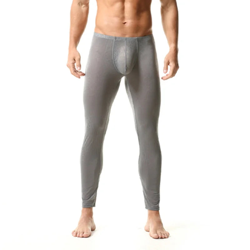 Men Long John Tight Pants Underwear Lace Breathable Elastic Hip Soft Sexy Underpants Lingerie Hombre