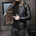 2026 Men's Winter Leather Jacket Middle-aged and Elderly Collar and Plush Fur Integrated Casual and Loose Leather Jacket for Men