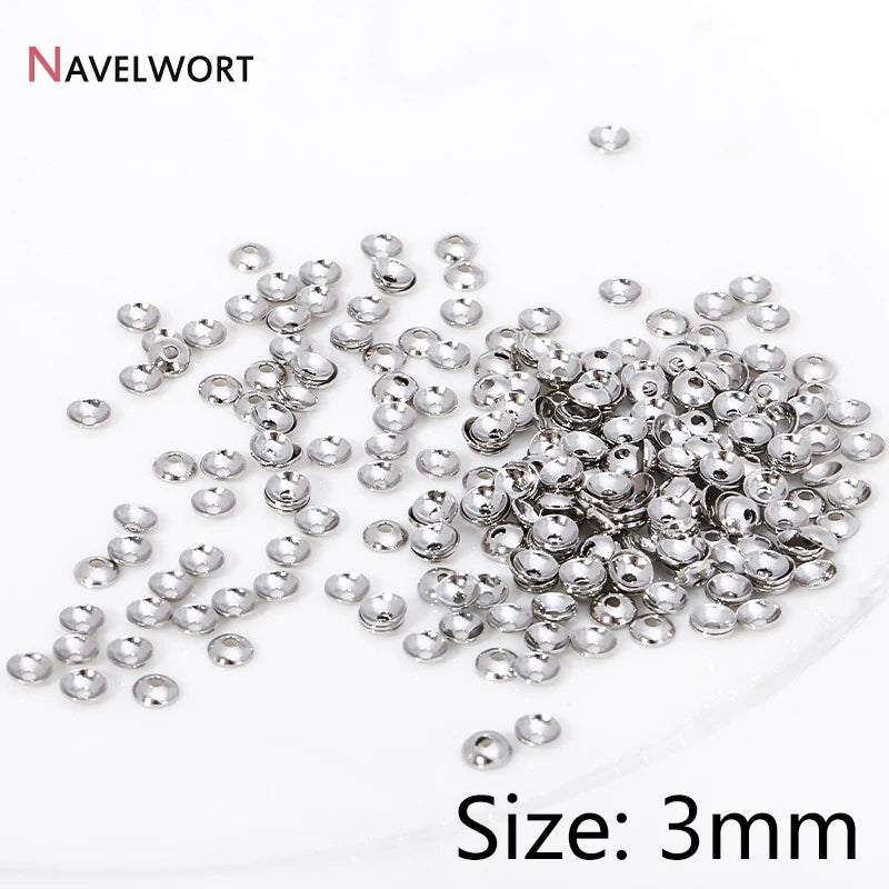 3mm/4mm 14K Gold Plated Brass Tiny Bead Caps For DIY Bracelet Necklace Making Findings Accessories,Supplies For Jewelry