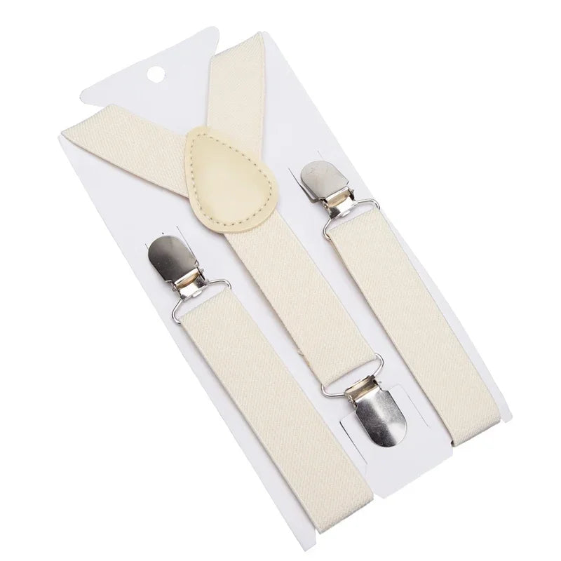 Solid Color Kids Suspenders with Fashion Children Boys Braces Girls Elastic Adjustable Suspenders Baby Wedding Ties Accessories