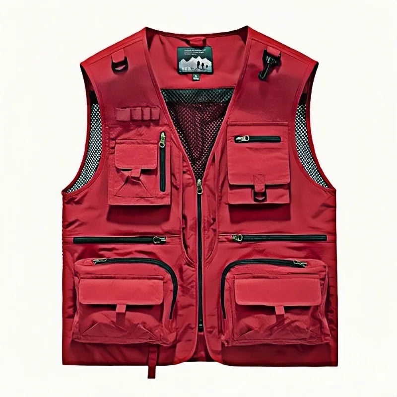 Men's Vest Summer Casual Photography Fishing Multi-Pocket Vest Outdoor Leisure Mountain Climbing Sleeveless V-Neck Custom Logo