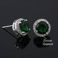 Classic Green AAA Cubic Zirconia Stud Earrings Round Crystal Girl Ear Studs For Women Multicolor Fashion Jewelry brincos AE176