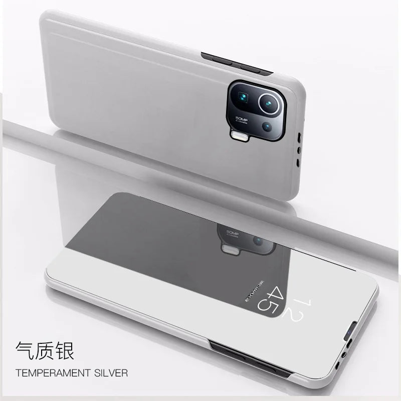 Smart Mirror Flip Case for Xiaomi Poco X3 Redmi Note 10 9 9s 11 8 8T 10s 11T Pro Max Plus 9A 9C Mi 9T Lite 5G Stand Cover Coque