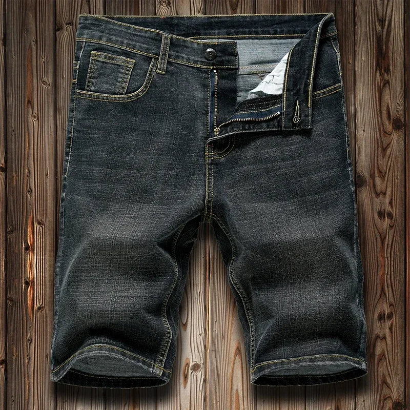 Summer Shorts Jeans Men Denim Pants Stretch Dark Blue | SAMAG