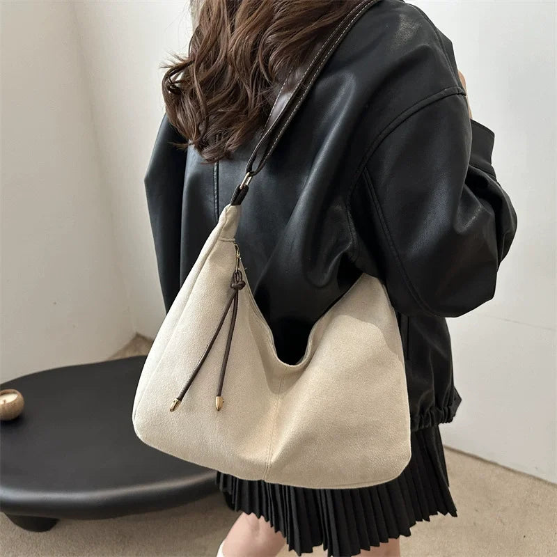 New Women's Handbags Trendy Retro Large Capacity PU Leather Shoulder Crossbody Bag Autumn and Winter Versatile Commuting Handbag