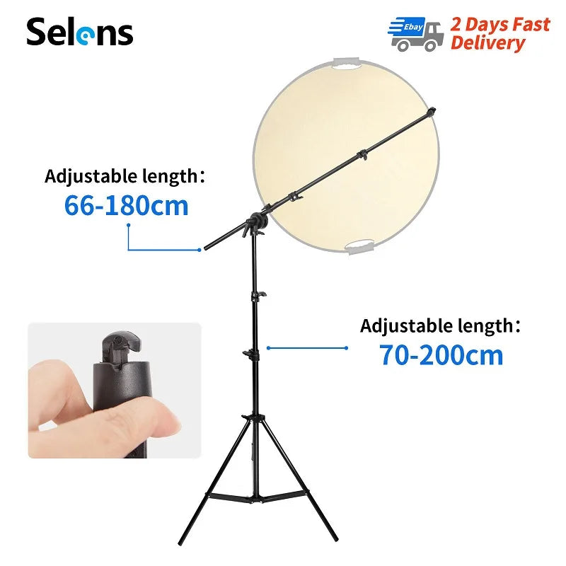 Selens New Collapsible Reflector Holder Boom Arm Grip Light Stand Tripod Photo Studio Kits Softbox Photography Accessories 삼각대
