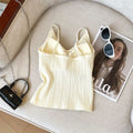 Fashion V Neck Sleeveless Summer Knit Tank Top White Women Black Casual Basic T Shirt Off Shoulder Camis Sexy Backless Crop Tops