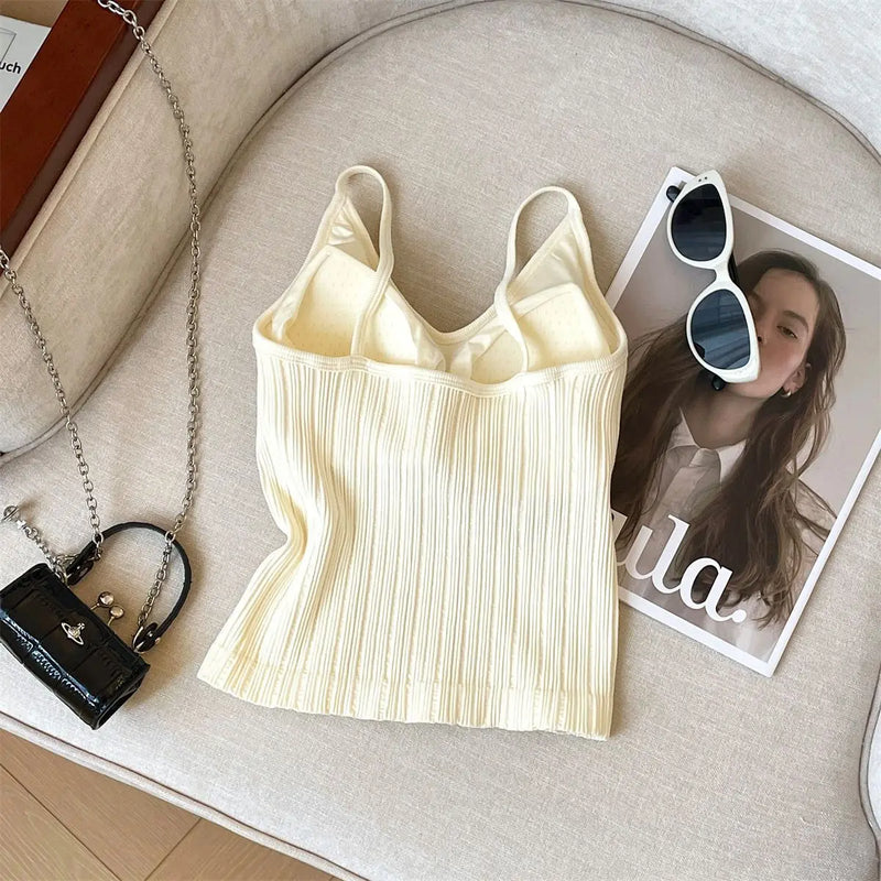 Fashion V Neck Sleeveless Summer Knit Tank Top White Women Black Casual Basic T Shirt Off Shoulder Camis Sexy Backless Crop Tops