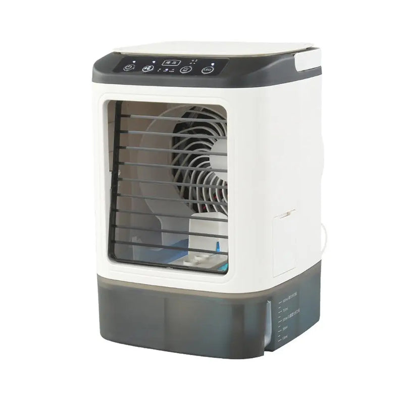 Portable Evaporative Air Cooler, USB Desktop Mist Cooling Fan with LED Light, 3-in-1 Personal Air Conditioner Fan with Ice Tray