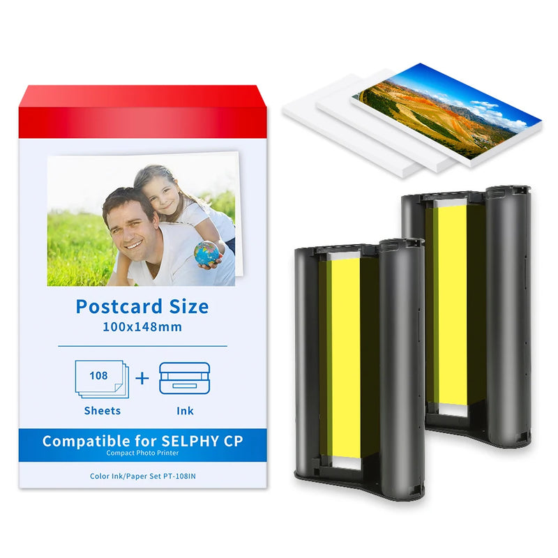 CP1500 Selphy Color and Paper Set For Canon CP1300 CP1200 CP910 CP900 Photo Paper Printer KP108IN KP-36IN 6 Inch