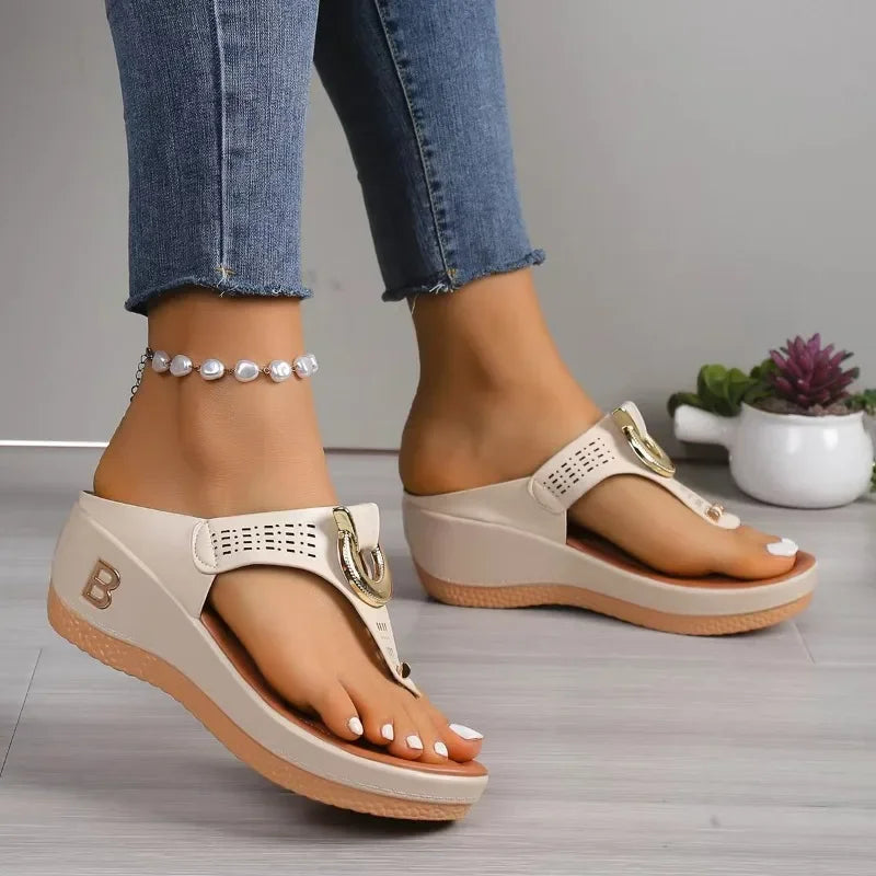 Women's Slippers 2024 Summer New Rome Wedges Causal Platform Beach Slippers Female Plus Size 43 Comfortable Ladies Slides
