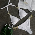 Halter Metal Chains Rhinestone Diamond Bikini Women | SAMAG