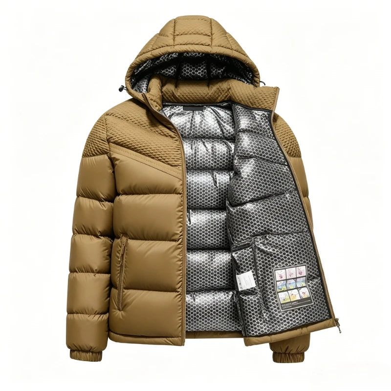Winter Graphene Self-heating Puffer Jackets Men Thick Windproof Hooded Padded Jacket High Quality Ultralight Down Parka Coat Man