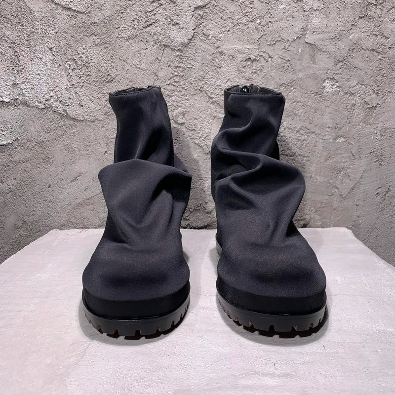 Men's High Top Shoes Platform Zip Leather Luxury Sneakers High Street Autumn Black Designer Boots