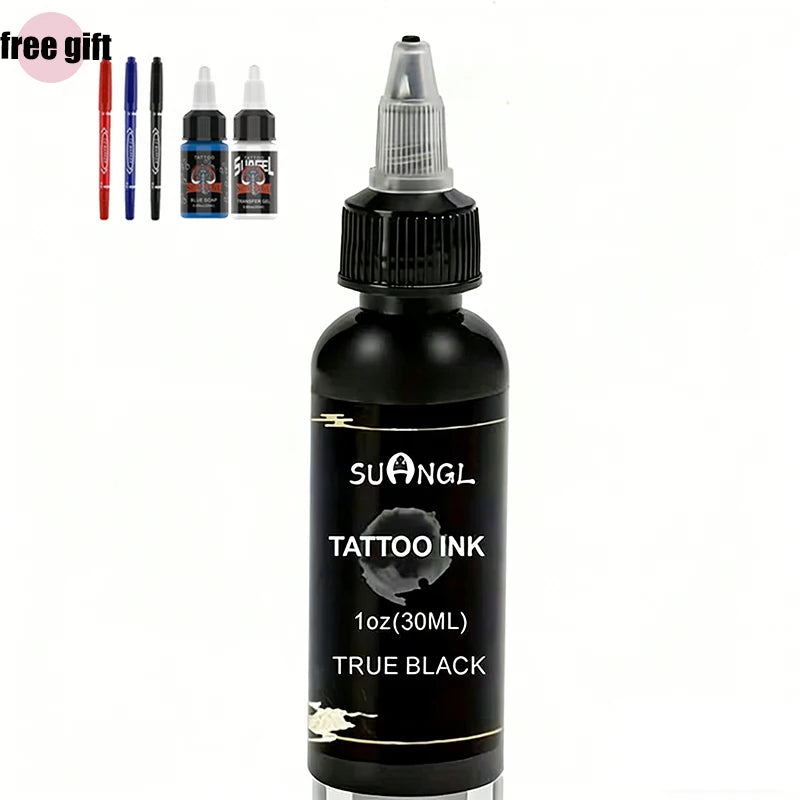 SUANGL 60ml Black Tattoo Ink Professional Tattoo Oil Ink Good Light Transmission Finely Ground Easy Shading Black Tattoo