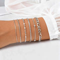 Goxygen Dainty Silver Color Stackable Bracelet Stainless Steel Beads Thin Chain for Women Men Jewelry Sets Gifts