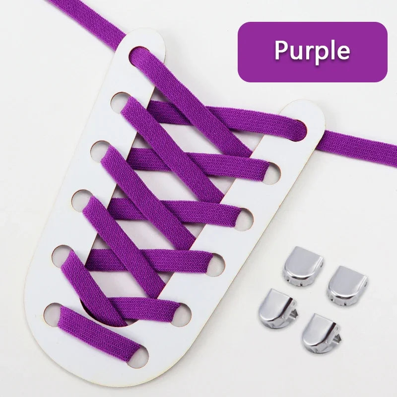 1Pair Elastic Laces Sneakers Tennis Flat Shoelaces No Tie Shoe Laces Without Ties Kids Adult 8mm Wide Shoelace Shoes Accessories