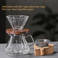 JUSTINLAU Hand Drip Coffee Pot Set High Borosilicate Glass Coffee Brewing Pot Espresso Filter Cups Household Coffee Accessories
