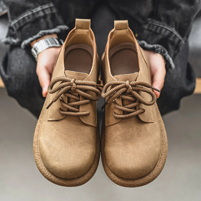 Men's Shoes 2025 Autumn New Retro Lace Up Leather Shoes British Style Low Cut Soft Sole Breathable Casual Leather Shoes