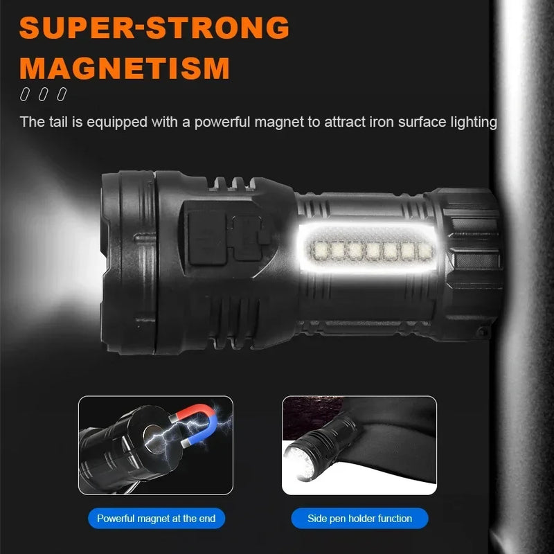 Mini Flashlight 9 LED Strong Light Lantern Long Range Rechargeable Pocket Lamp Outdoor Portable Camping Hiking Light