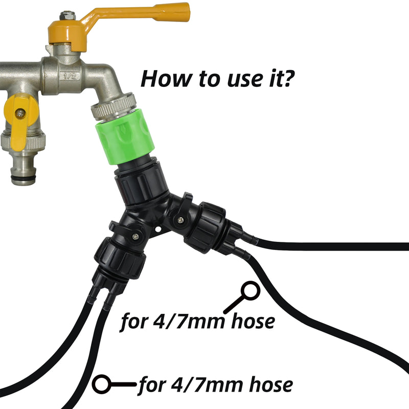 KESLA 1pcs Drip Irrigation Tap Adapter 2-Way 4-Way Splitter for Garden 1/4'' Hose Automatic Watering System Kit Bonsai Pot Plant