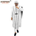 African Men Clothing Agbada Robe Dashiki Shirts Ankara Pants Tribal Hat Wedding Evening Outfits 4 Pieces AFRIPRIDE | SAMAG