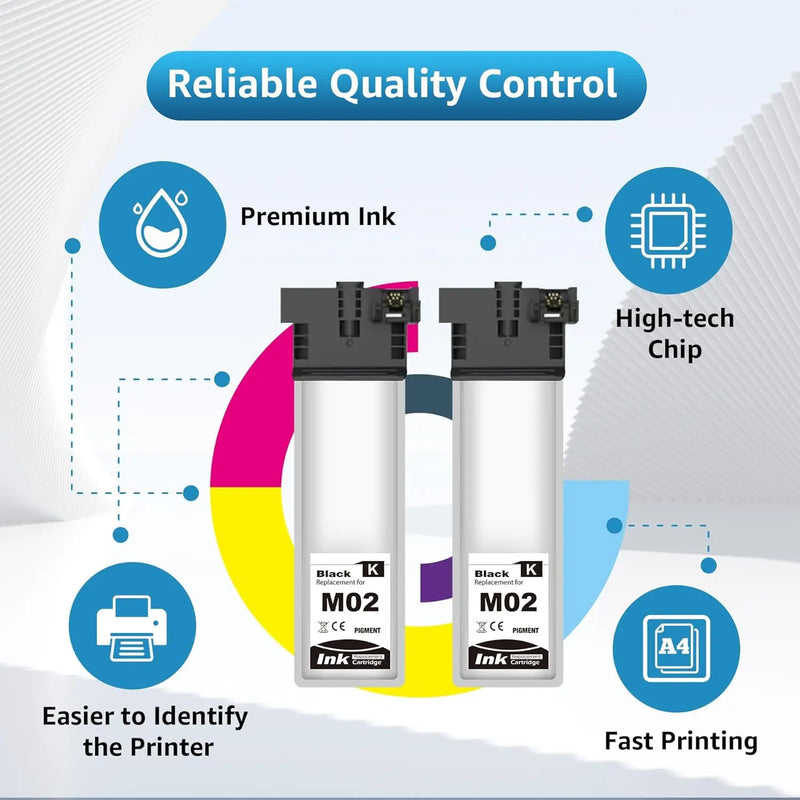 Remanufactured M02 Ink Cartridge M02120 Black Replacement for Epson Workforce Pro WF-M5799 WF-M5299(2 Pack)