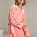 Winsleter, Base Yarn 19MM 100%Real Silk Velvet Night-robe, Women Long Sleeve Lace-up, Warm Pajamas Robe, Autumn Winter P49956CC