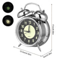 4 Inch Super Loud Alarm Clock for Heavy Sleepers Metal Retro Twin Bell with Backlight Quartz Analog Clock for Bedroom Bedsides
