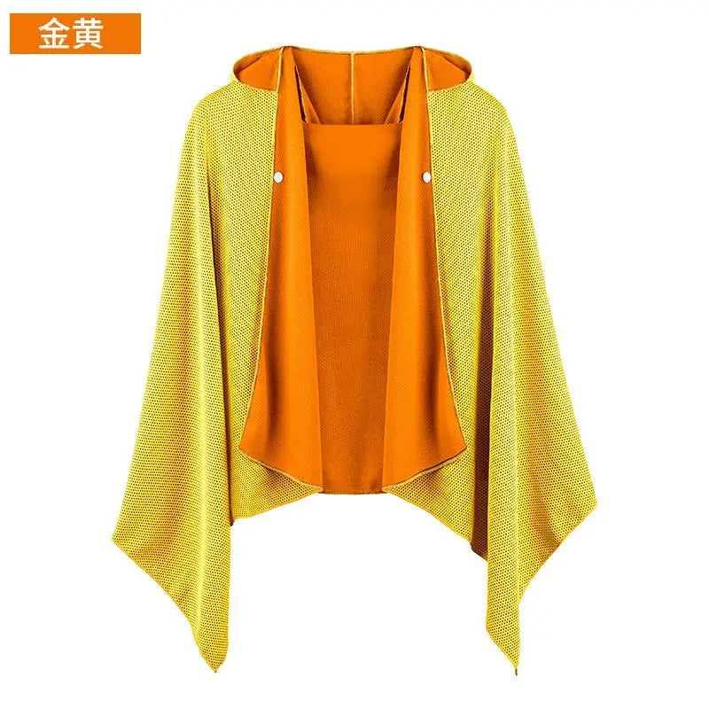 Cool Feeling Hooded Cape Ice Silk Quick Dry Breathable Beach Towel Absorbent Sun Protection Shawl Outdoor Sports Lightweight New