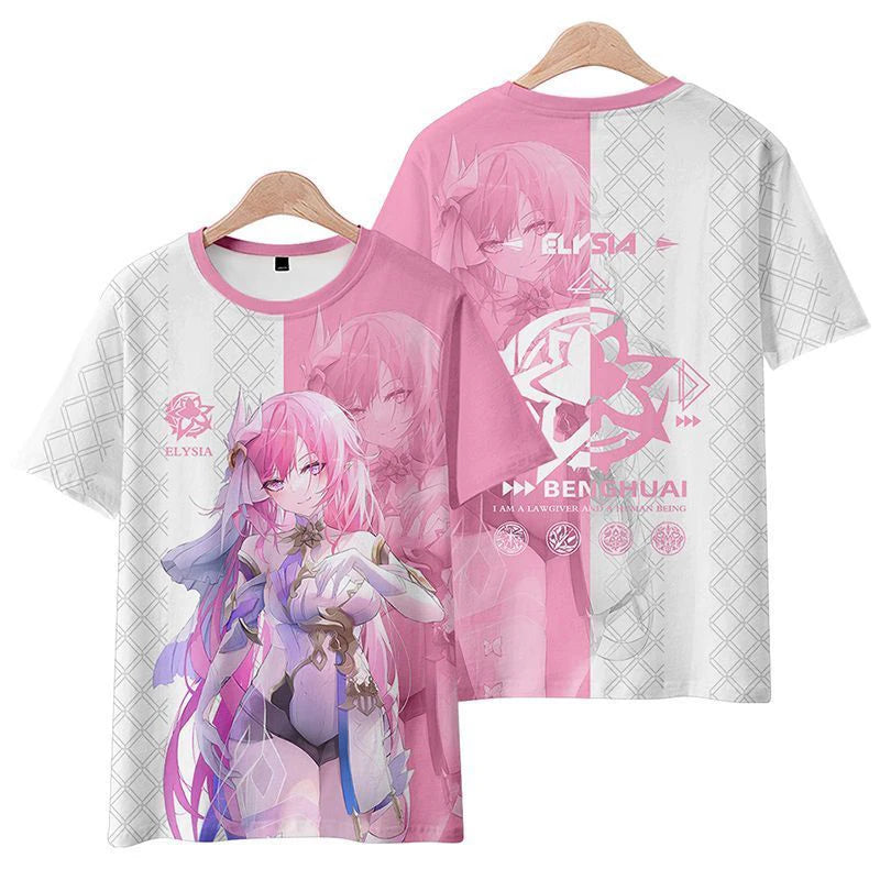 Elysia Honkai Impact 3 Role Playing T-Shirts New Arrival 3D Print Kids Anime Tees Summer Men Women Harajuku Short Sleeve Y2k Top