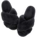 Comwarm Women's Cross Band Fuzzy Slippers Fluffy Open Toe House Slippers Cozy Plush Bedroom Shoes Indoor Outdoor Fur Sandals
