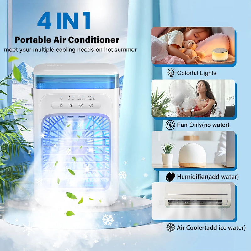 Portable Air Conditioner Fan USB Water Fan Desk Humidifier Fan Home Portable Air Cooler  Desktop Cooling Fan with Night Light
